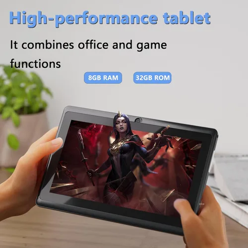 Vista 6 de Tableta con funda de 7 pulgadas Tablet Android 14, 8GB RAM (5GB expandible) 32GB ROM 7" Tabletas Soporta 1TB MicroSD, Batería Larga Dual Cámara