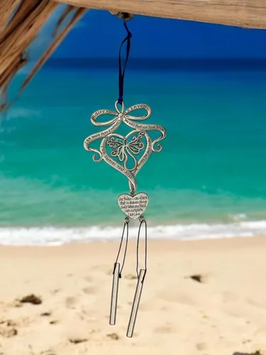 Vista 8 de Mooney Tunco, memorial con llamador de ángel "A Gift from Heaven" Engraved Pewter Wind Chime in Gift Box with Poem for Funeral Sympathy Gift or to