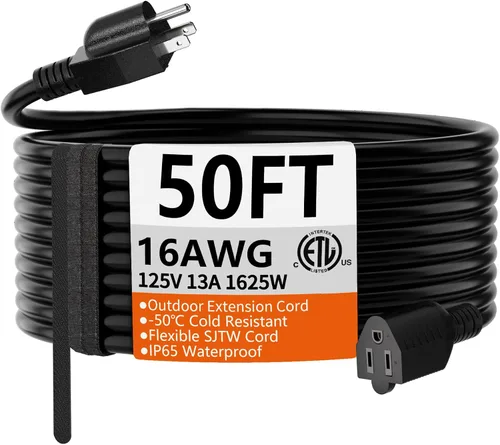 Vista 8 de HUANCHAIN Cable de extensión de 3 pies, calibre 16, negro, para interiores y exteriores, resistente al agua, flexible para clima frío, 3 puntas