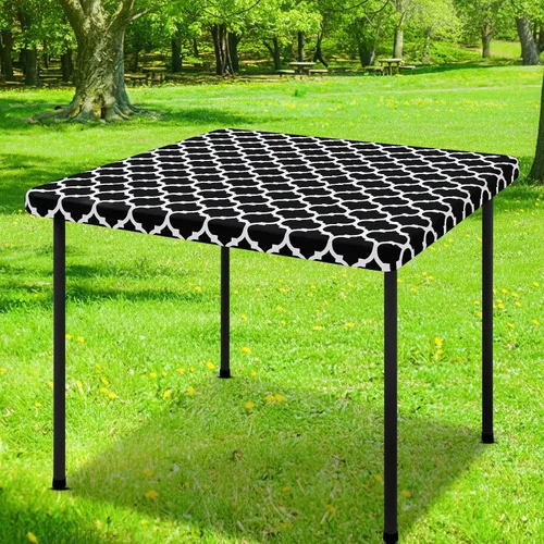 Vista 23 de Smiry Mantel cuadrado para mesa de pícnic, manteles de camping impermeables elásticos ajustables, protector de mantel de vinilo con respaldo de Gris