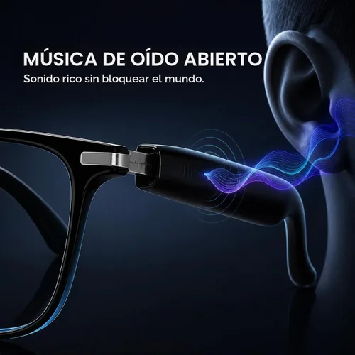 Vista 5 de Gafas inteligentes AI con audio de oído abierto, Bluetooth 5.6 y lentes