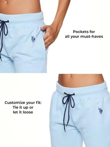 Vista 3 de U.S. Polo Assn. Pantalones deportivos para mujer Pantalones deportivos de rizo francés para mujer con bolsillos Bonitos joggers para mujer