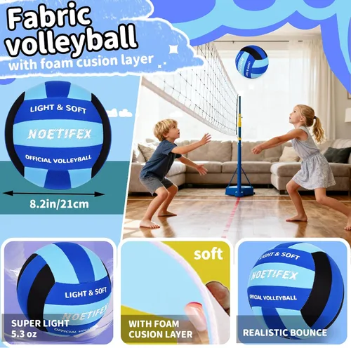 Vista 5 de Pelota de voleibol suave, tela súper suave, para práctica en interiores, segura y silenciosa, para niños, jóvenes, principiantes, juegos de práctica