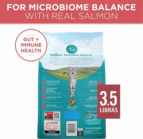 Vista 9 de Purina ONE Alimento seco natural para gatos, Tender Selects mezcla con salmón real, bolsa de 3.5 libras