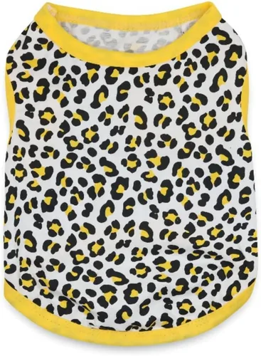 Vista 2 de Ropa para mascotas, camiseta con estampado de leopardo, chaleco de algodón para cachorros, gatos, ropa de primavera y verano, transpirable, sin