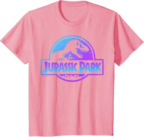 Vista 64 de Jurassic Park Camiseta de manga corta con logotipo Fossil azul y morado Negro