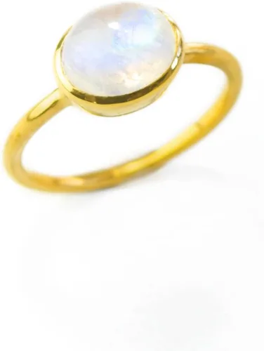 Vista 164 de Oval Birthstone Ring Bezel Set in Vermeil Gold, Sterling Silver, or Rose Gold, Stacking Birthstone Ring [rOMB]