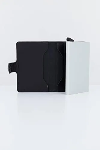 Vista 6 de Mini monedero Secrid de cuero negro genuino con protección RFIDcon un solo clic todas las tarjetas se deslizan gradualmente