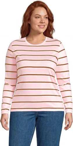 Vista 42 de Lands' End - Camiseta de manga larga, cuello redondo y holgada de algodón Supima cultivado en EE. UU. para mujer Blanco