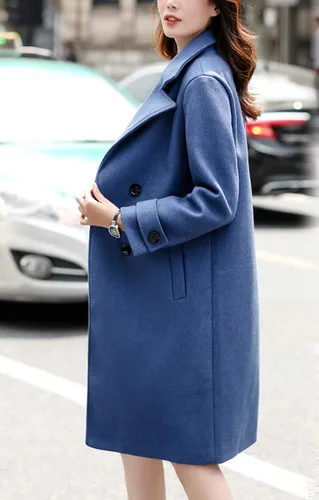Vista 3 de chouyatou Esencial - Abrigo de lana para mujer, elegante, doble botonadura