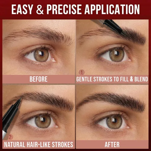 Vista 7 de Lápiz de cejas para mujer, 2 en 1 Microblading con puntas cuadradas 4D y ultrafinas, lápiz de cejas impermeable de larga duración, trazos similares