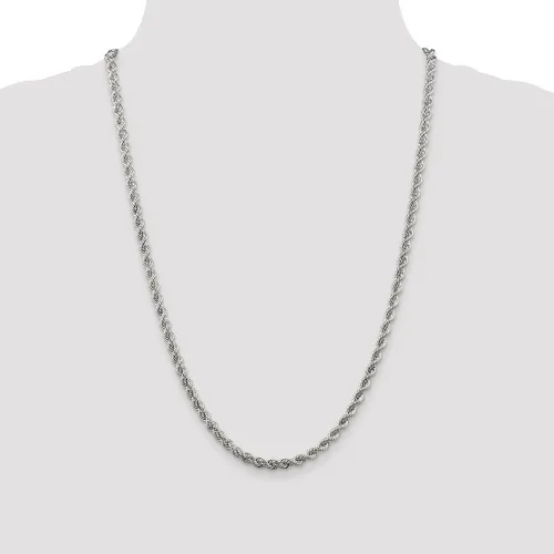 Vista 2 de Cadena de plata de ley 925 con cuerda maciza pulida y trenzada, 0.177in, pulsera o tobillera