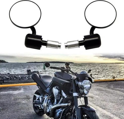 Vista 5 de Espejos laterales redondos para motocicleta de 7/8" en el extremo del manillar, compatibles con motos de calle, Cafe Racer, motos deportivas