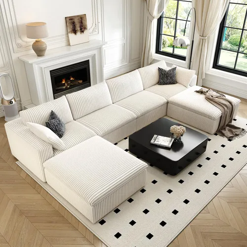 Vista 12 de LoveSeat Cloud Couch Sofá Seccional Modular para Sala de Estar, Sofá Moderno con Asiento Profundo, Sofá de 2 Plazas Sin Huesos con Otomana, Cómodos