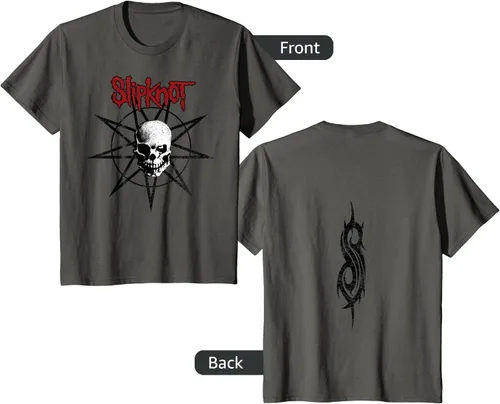 Vista 23 de Slipknot Skull playera Estrella, hombre 2XL, Jaspeado oscuro Asfalto