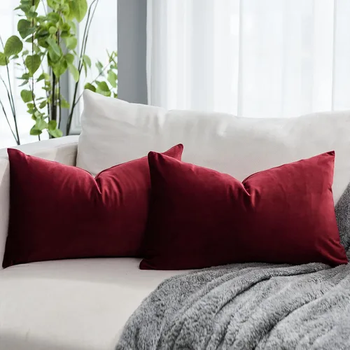 Vista 12 de Juego de 2 fundas de almohada decorativas de terciopelo de 14 x 14 pulgadas con cremallera, fundas de cojín cuadradas suaves y lisas de lujo