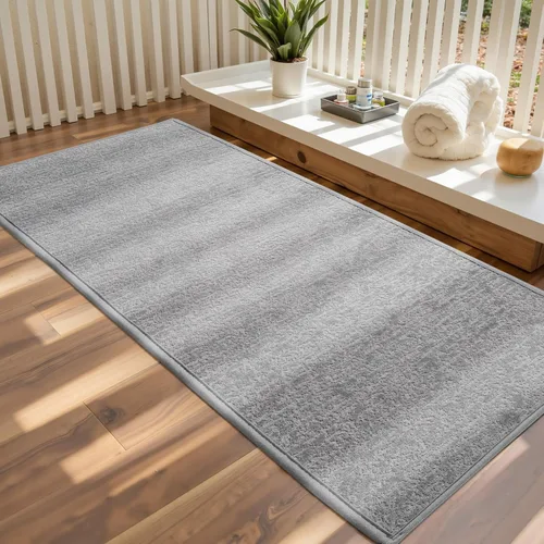 Vista 23 de Tapetes de baño antideslizantes delgados para debajo de la puerta, tapetes de baño de secado rápido absorbentes con respaldo de goma trenzado