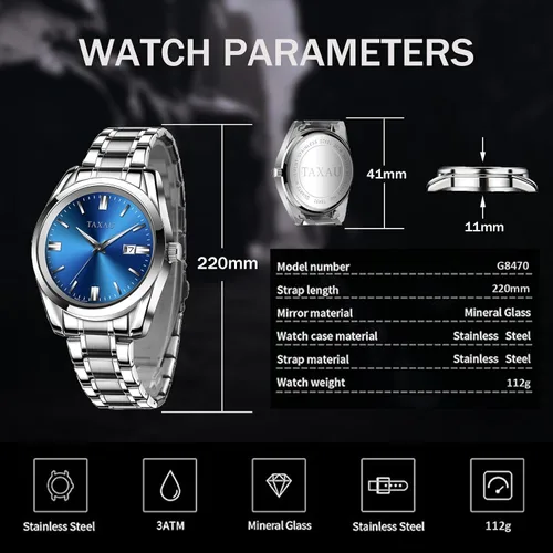Vista 4 de Mens Silver Watch Luxury Minimalist Dress Watch Classic Waterproof Watches for Men Analog Quartz Stainless Steel Men's Wrist Watches with Date