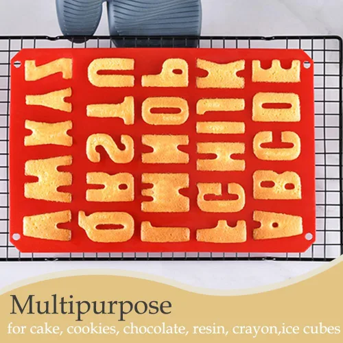 Vista 4 de 2 moldes de silicona para tartas de letras, sin BPA, molde antiadherente para chocolate, suave y fácil de liberar, decoración de moldes rojos