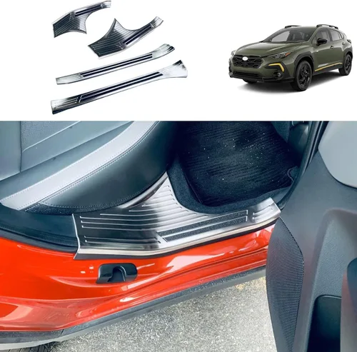 Vista 10 de Accesorios de automóvil compatibles con Subaru Crosstrek 2023-2026, placa interior del umbral de la puerta, cubierta protectora de arañazos, marco