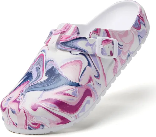 Vista 12 de Zuecos de enfermera estampados para mujer: zuecos de jardín sin cordones, impermeables, ligeros, duraderos, antideslizantes, cómodos para turnos