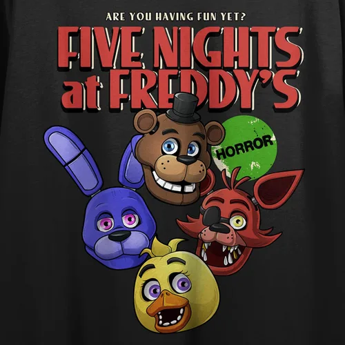 Vista 2 de Five Nights at Freddy's are You Having Fun Yet - Top corto negro de manga corta con cuello redondo para mujer
