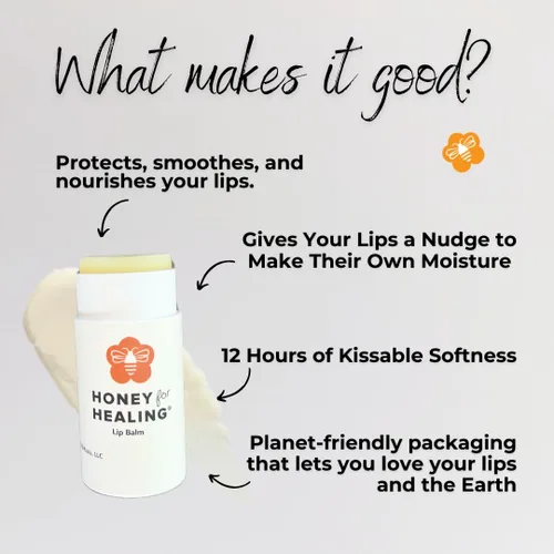 Vista 4 de Manuka Honey Lip Balm 15+ UMF – Fórmula ultrahidratante con cera de abejas, aceite de ricino y aceite de coco orgánico 12 horas de humedad Tubo