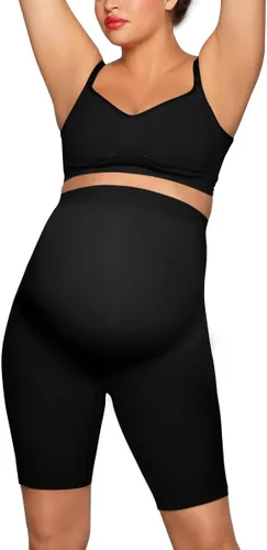 Vista 2 de SHAPERX Pantalones cortos de maternidad para mujer sobre el vientre