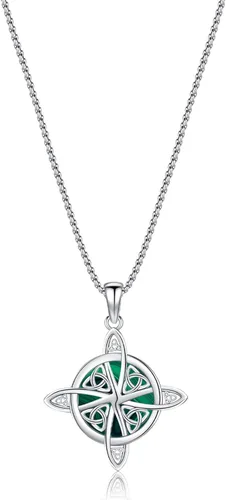 Vista 9 de Wiccan Jewelry - Collar de nudo celta de plata de ley 925, joyería celta para mujer, concha de abulón, collar de turquesa, collar de amuleto