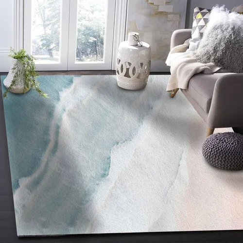 Vista 6 de Alfombra de playa de verano para sala de estar/dormitorio, 2 x 3 pies, antideslizante, color océano, náutica costera, color beige, alfombra de área
