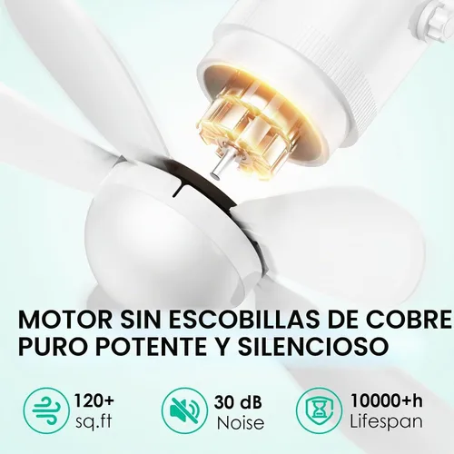 Vista 5 de 21" Solar Ceiling Fan Light, Foldable Solar Panel Gazebo Fan 21" Fan M