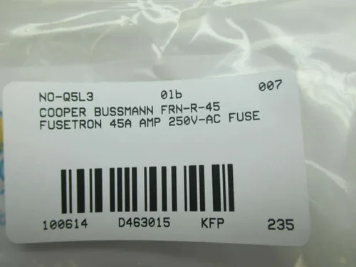 Vista 7 de LOTE 3 COOPER BUSSMANN FRN-R-45 FUSETRON 45A AMP 250V-AC FUSIBLE D463015