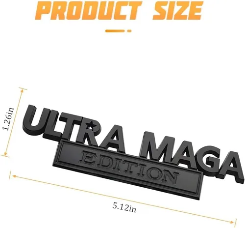 Vista 2 de AICEL Ultra MAGA Edition Emblemas, calcomanías 3D elevadas de metal completo, etiquetas clásicas de personalidad con adhesivo fuerte, calcomanías
