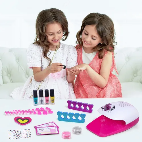 Vista 7 de Golray Kit de spa y uñas para niños, regalo para niñas de 5, 6, 7, 8 a 12 años, juguetes de manicura y pedicura, salón de arte, burbujas de masaje