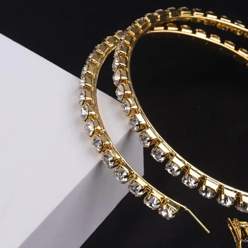 Vista 5 de Wekicici Aretes de aro de Halloween para mujer, exageran los aretes de diamantes de imitación en fiestas o uso diario, Metal Cristal Plata Diamante