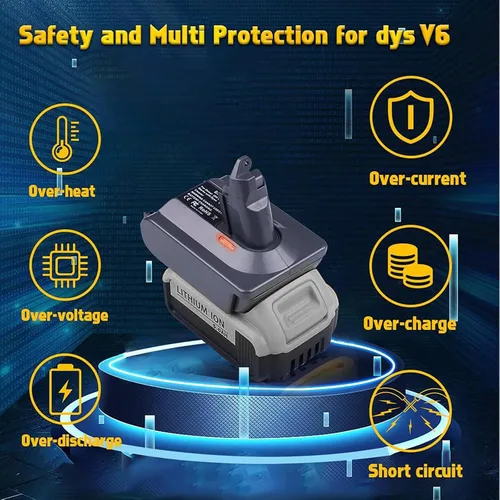 Vista 8 de EID Adaptador de batería Dyson V6 para batería Dewalt 20V 60V a Dyson V6 SV04 SV03 DC59 DC58 DC62 SV09 SV05 Animal Absolute Motorhead convertidor