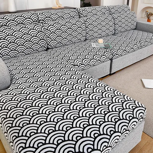 Vista 11 de JOKIVTOU Fundas para sofá modular, fundas de sofá con textura ondulada en forma de L, fundas de sofá reclinable, fundas elásticas para sofá Azul