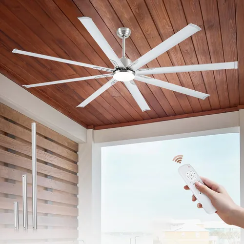 Vista 18 de Ventilador Celing de 72 pulgadas con luz y control remoto, ventilador grande con 8 cuchillas de aluminio negro, motor CC silencioso de 6