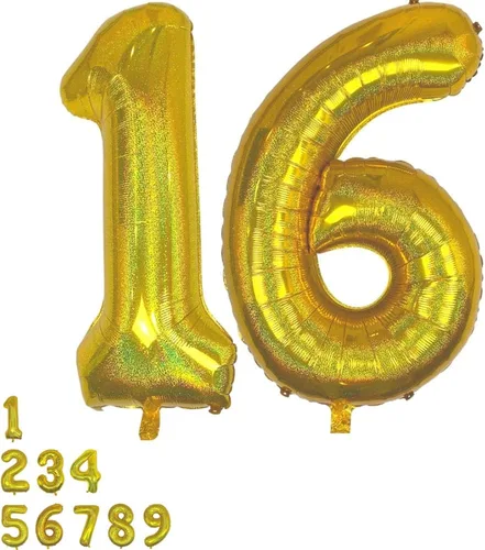 Vista 18 de DIWULI Globos dorados de 40 pulgadas – Globo grande del número 2, globos dorados grandes, decoraciones de fiesta de cumpleaños de helio, suministros
