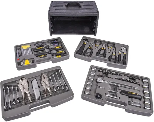Vista 3 de JEGS Juego de herramientas de 99 piezas con estuche de transporte, alicates, destornillador, llave, llave hexagonal, kit de reparación eléctrica