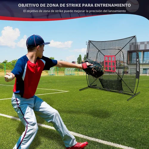 Vista 5 de BAGAIL 7x7 ft Baseball Softball Practice Net Negro / zona de huelga