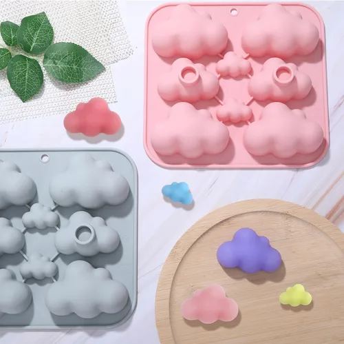 Vista 5 de Paquete de 2 moldes de silicona con forma de nube, moldes de chocolate en forma de nube, moldes de gomitas de nubes 3D, moldes de silicona