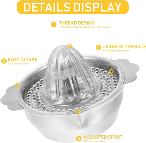 Vista 7 de Uonlytech Manual Stainless Steel Lemon Juicer 304 Food-grade Hand Squeezer Fruit Citrus Press for Kitchen and Outdoor Use