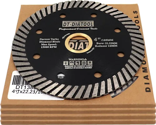 Vista 7 de DT-DIATOOL Hoja de diamante de 4 pulgadas para bloque de mármol de granito Disco de corte de diamante con segmentos Turbo y múltiples agujeros
