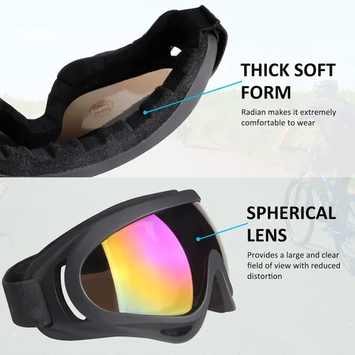Vista 4 de Gafas de motocicleta para niños, 2 paquetes de gafas para cuatrimoto, motocross, esquí, gafas de carreras todoterreno para niños, gafas anti-UV, a
