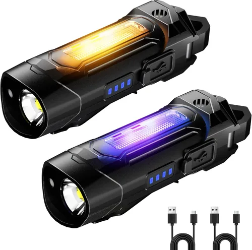 Vista 12 de Linterna recargable EDC llavero, pequeña linterna de bolsillo con luz UV Verde