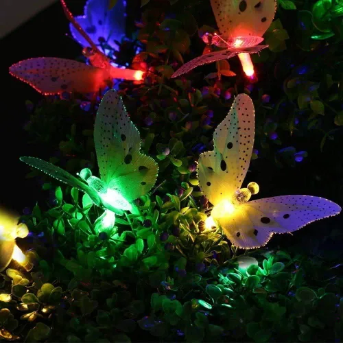 Vista 8 de Tiras de luces soles de 24 LED con forma de mariposa resistentes al agua para exteriores, jardín, patio, dormitorio, balcón e interiores