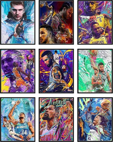 Vista 9 de Bigwig Prints Pósteres de baloncesto para dormitorio de niños, decoración de sala de baloncesto, carteles de la NBA, Steph Curry, arte de pared