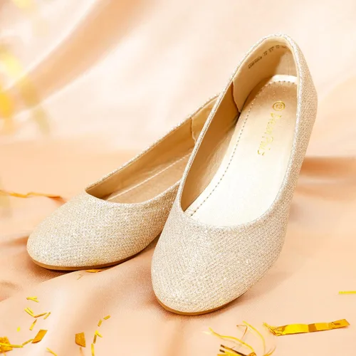 Vista 5 de DREAM PAIRS Zapatos de vestir para niñas, zapatos planos de bailarina para bodafiesta