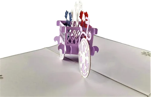 Vista 6 de iGifts And Cards Soporte patriótico para plantas de bicicleta, tarjeta de felicitación desplegable 3D, rojo, blanco, azul, flores, Wow, media
